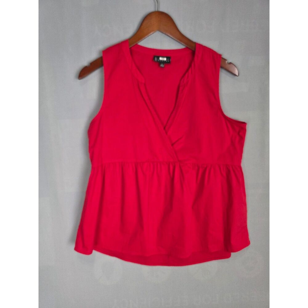 Red Peplum Sleeveless Top Cotton Blend Shirt Sz Small Preppy Basics Lightweight
